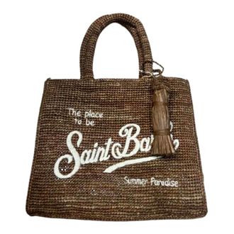 Saint Barth Tote Bags, female, Brown, Size: ONE SIZE Colette in Rafia Media con Logo Bianco