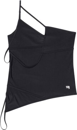 Balenciaga asymmetric strap-detail tank top - women - Nylon - 38 - Black
