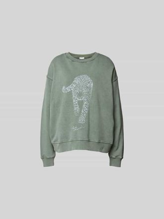 Lala Berlin Oversized Sweatshirt mit Motiv-Print in Schilf, Gr&ouml;&szlig;e XS