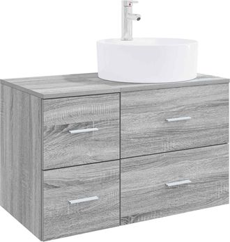 vidaXL Juego De Muebles De Ba&ntilde;o 2 Uds. Sonoma Gris Vidaxl