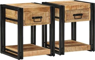 vidaXL Vidaxl - Bedside Cabinets 2 pcs 40x40x50 cm Solid Rough Wood Mango