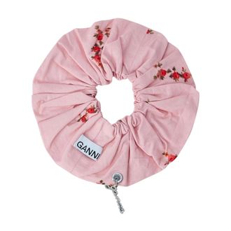 Ganni Scrunchie in Cotone Stampato - - Accessories - Donna - Rosa - ONE SIZE