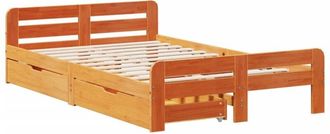 vidaXL Cama Sin Colch&oacute;n Madera Maciza De Pino Marr&oacute;n Cera 120x200 Cm Vidaxl