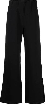 GCDS Casual Zwarte Katoenen Broek - Dames - Wijde Broeken - Zwart - L - Katoen - Broeken