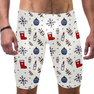 Generic Merry Christmas Jammer Swimsuit Mens Swim Jammers Endurance Long Racing Training Swimsuit Multicolor