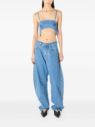 Marine Serre Denim Cutout Bra Top - Blue