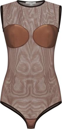 Nensi Dojaka Structured Cups Fitted Brown Bodysuit