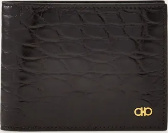 Ferragamo Men Gancini alligator wallet Brown