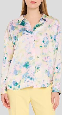Tahari by ASL Watercolor Floral Print Shirt in Blush Buttercup at Nordstrom, Size X-Small