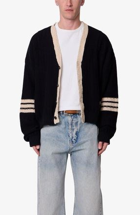 mnml Collegiate Stripe Button-Up Cardigan in Black/brown at Nordstrom, Size X-Large