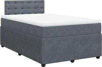 vidaXL Cama Box Spring Con Colch&oacute;n Terciopelo Gris Oscuro 120x190 Cm Vidaxl