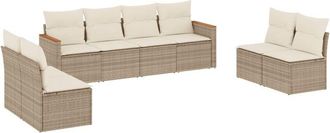 vidaXL Vidaxl - Juego De Sof&aacute;s De Jard&iacute;n Con Cojines Beige 8 Pzas Rat&aacute;n Pe