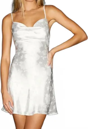 Lulus Close To Your Heart Satin Jacquard Cowl Slip Dress In White