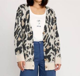 Volcom Womens Wylding Out Cardigan In Anm-Animal Print