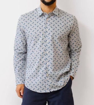 Ben Sherman Linear Print Shirt In Blue