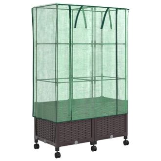 vidaXL Maceta De Jard&iacute;n Con Cubierta De Invernadero Y Ruedas 2 Uds. Pp Vidaxl