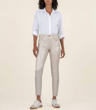Kut from the Kloth Charlize Coated Cigarette Leg Jeans In Rose Gold