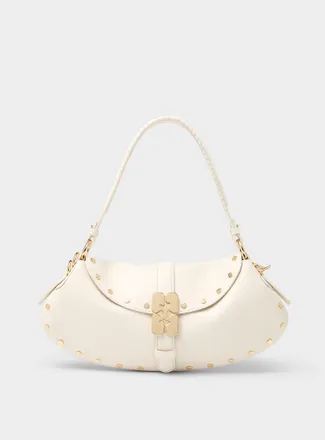 Ganni Womens Kat studded leather shoulder bag