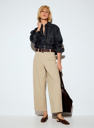 Icone Womens Belted stretch barrel pant