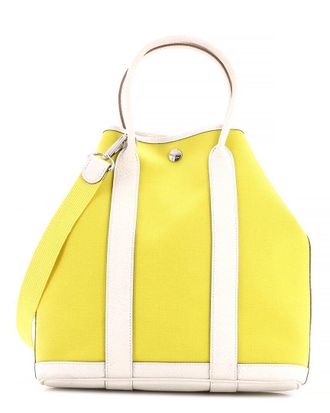 Herm&egrave;s Yellow Toile & Leather Garden File Tote 28 (Authentic Pre-Loved)