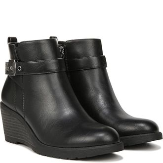 Dr. Scholls Womens Dr. Scholls Camille I700S1001 Boots Black Leather Wedge Heel HAWK23