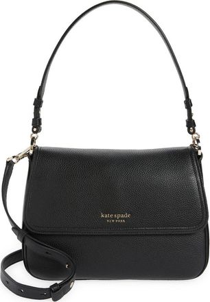 Kate Spade New York hudson pebble leather medium convertible shoulder bag in Black at Nordstrom