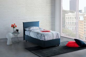 Dmora Dmora - Cama Individual Dbacchi, Cama Contenedor Con Revestimiento De Tela, 100% Made In Italy, Apertura Frontal, Adecuado Para Colch&oacute;n Cm 80x200, Azu