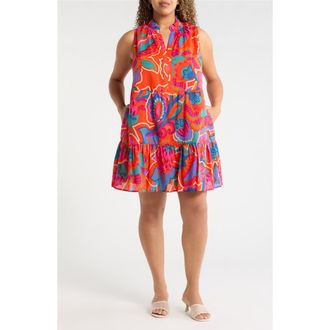 Sugarlips Baila Floral Gemmely Shift Mini Dress in Red-Multi at Nordstrom, Size 1 X