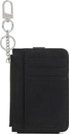 Kazar Kleine zwarte portemonnee vastgemaakt met een karabijnhaak - Dames - Portefeuilles - Zwart - ONE Size - Leer - Accessoires