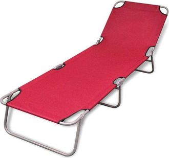 vidaXL vidaXL Folding Sun Lounger Powder-coated Steel Red