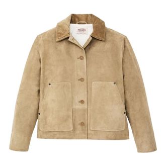 Filson Leather Jackets, female, Beige, Size: L Short Suede Barn Jacket