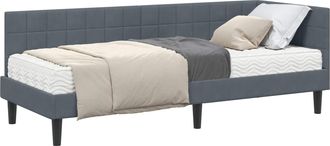 vidaXL Estructura De Cama Esquina Con Colch&oacute;n 2 Uds. Gris Oscuro Vidaxl