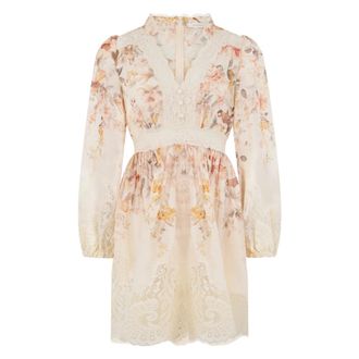 Zimmermann Short Dresses, female, Multicolor, Size: M Luna Lace Mini Dress