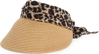 Vince Camuto Chiffon Tie Back Visor in Leopard at Nordstrom Rack