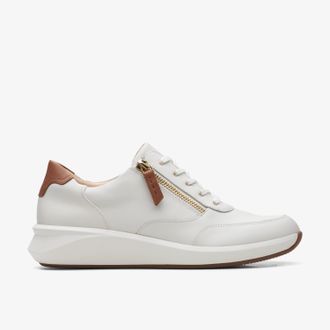 Clarks Un Rio Zip Witte Leren Sneakers
