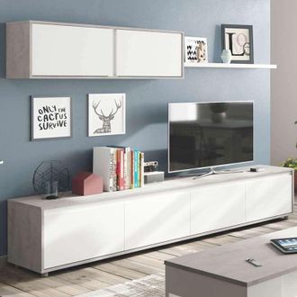 HOGAR 24 Hogar24 - Sal&oacute;n Alida Blanco Artik (blanco Mate) - Gris Cemento 200cm (ancho) X 43cm (alto)