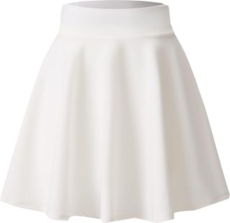 Hoerev Womens Athletic Skirts Stretchy Flared Mini with Shorts, Elastic Waistband with Pockets,White,XXX-Large