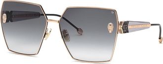 Philipp Plein SPP122S 02AM Womens Sunglasses Gold Size 64