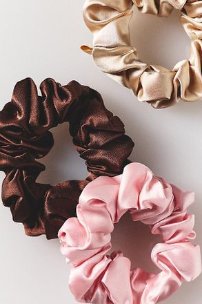 Silke London Mocha Blush Silk Scrunchies, Set of 3