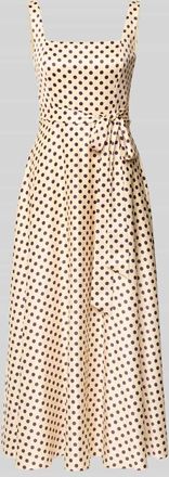 Jake*s Cocktailkleid mit Karree-Ausschnitt und Bindeg&uuml;rtel in Hellgelb, Gr&ouml;&szlig;e 32