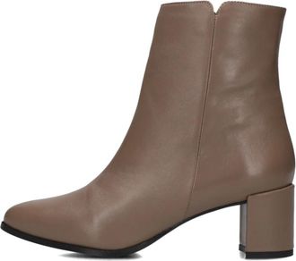 Notre-V Taupe Puntige Neus Enkellaarsjes - Dames - Laarzen met Hak - Grijs - 40 EU - Wol - Schoenen
