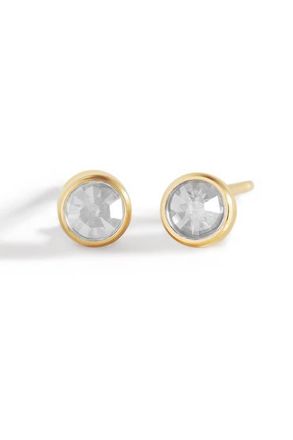 Mint & Lily Birthstone Bezel Studs in Gold-Tone /April Diamond at Nordstrom