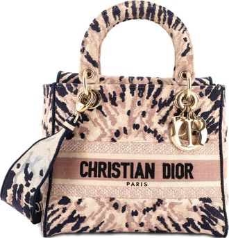 Dior Borsa a tracolla Lady D-Lite media in tela con ricamo - Blu