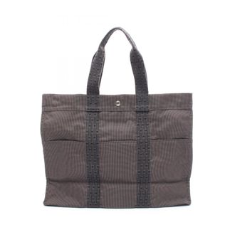 Herm&egrave;s Gray Canvas Tote Bag (Pre-Owned)