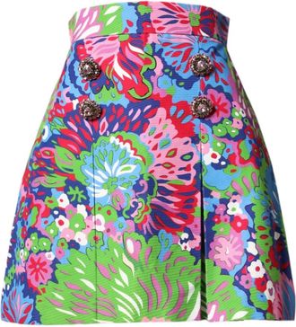 Dolce & Gabbana High Waist Mini Shorts - Dames - Korte rokken - Veelkleurig - 2XS - Katoen - Rokken