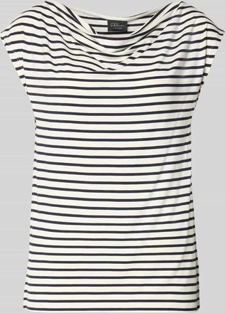 s.Oliver Black Label Loose Fit T-Shirt aus Viskose-Mix in Marine, Gr&ouml;&szlig;e 36