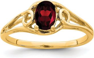 Diamond2Deal 14k Yellow Gold Oval Garnet Ring