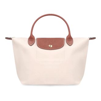 Longchamp Handbags, female, Beige, ONE SIZE, Chic Nylon Tote Bag with Leather