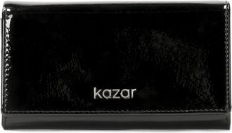 Kazar Accessoires, Dames, Zwart, ONE Size, Leer, Kreukelig lakleren portemonnee