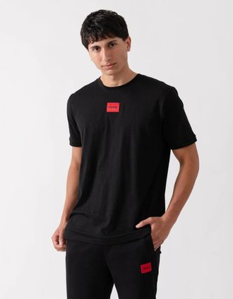 HUGO BOSS Mens HUGO Diragolino212 Label Logo Mens T-Shirt NOS - Black 001 - Size: 42